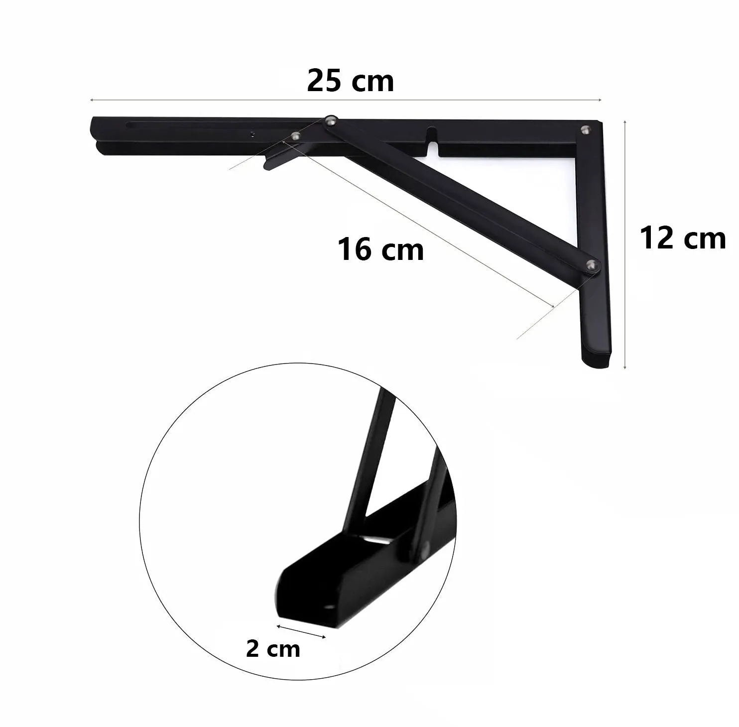 2pcs Space Saving Wall Mounted DIY Folding Shelf Brackets-25x12cm