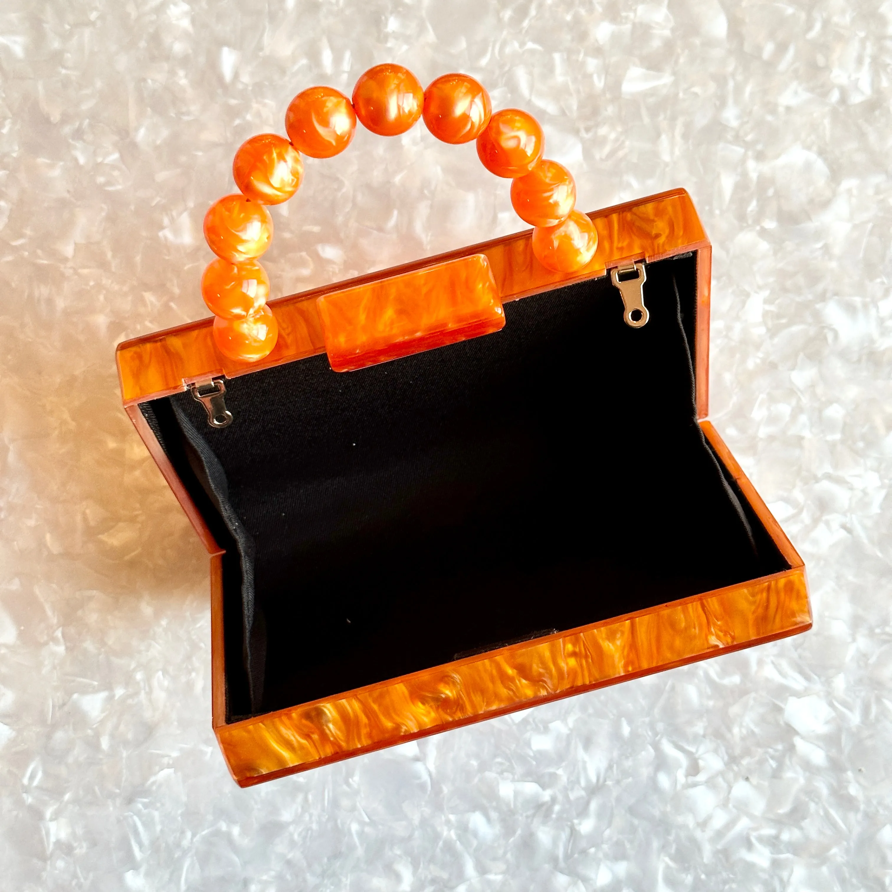 Acrylic Party Box in Blaze with Beaded Handle