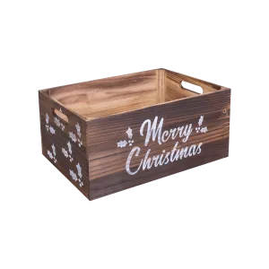 Brown Christmas Wooden Storage Crate