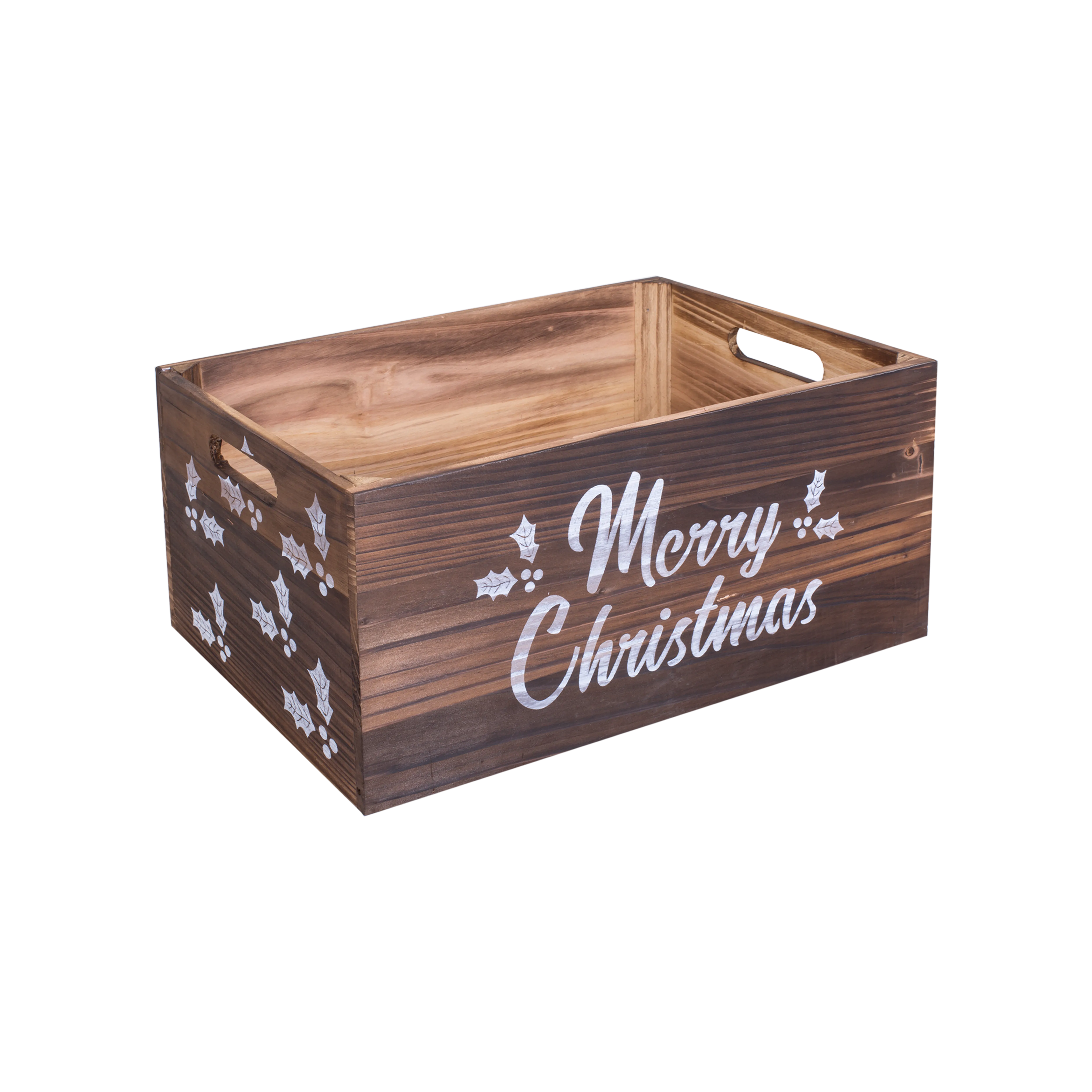 Brown Christmas Wooden Storage Crate