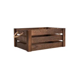 Brown Rope Handled Wooden Storage Crate