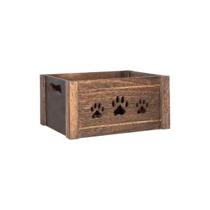 Brown Wooden Dog Toy Storage Box