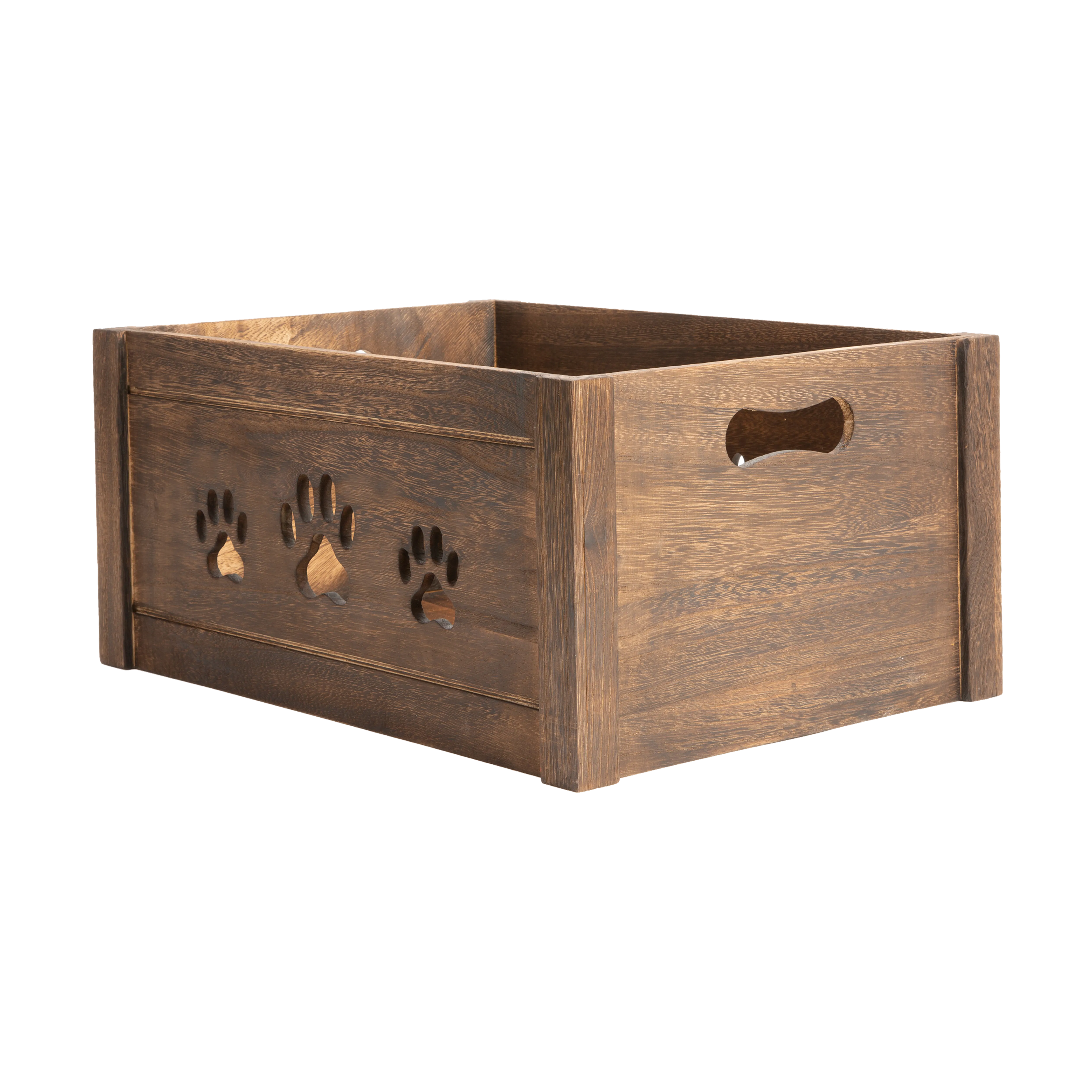 Brown Wooden Dog Toy Storage Box