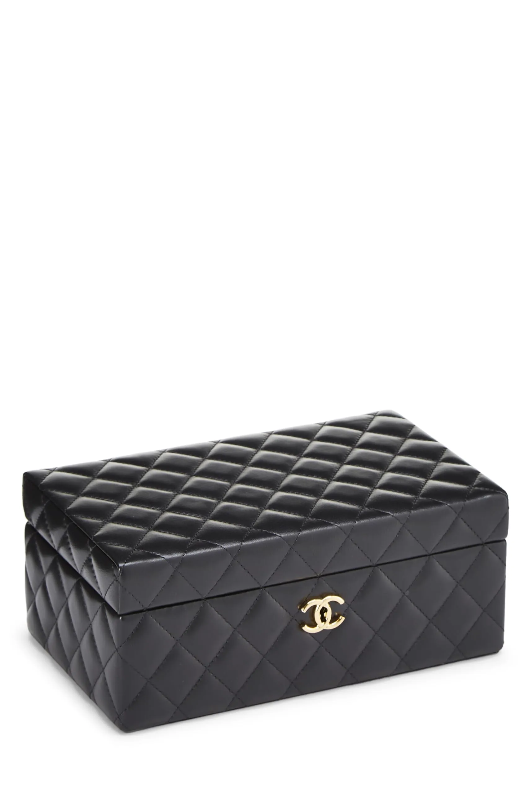 Chanel,  Black Quilted Lambskin Jewelry Chest Small, Black
