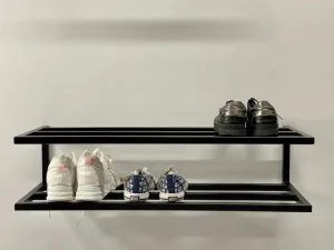 Eminence Art 2 Tier Shoe Rack Industrial Metal Shoe Shelf for Hallway Decor Wall Mount Shoe Rack Hallway Rustic Shoe
