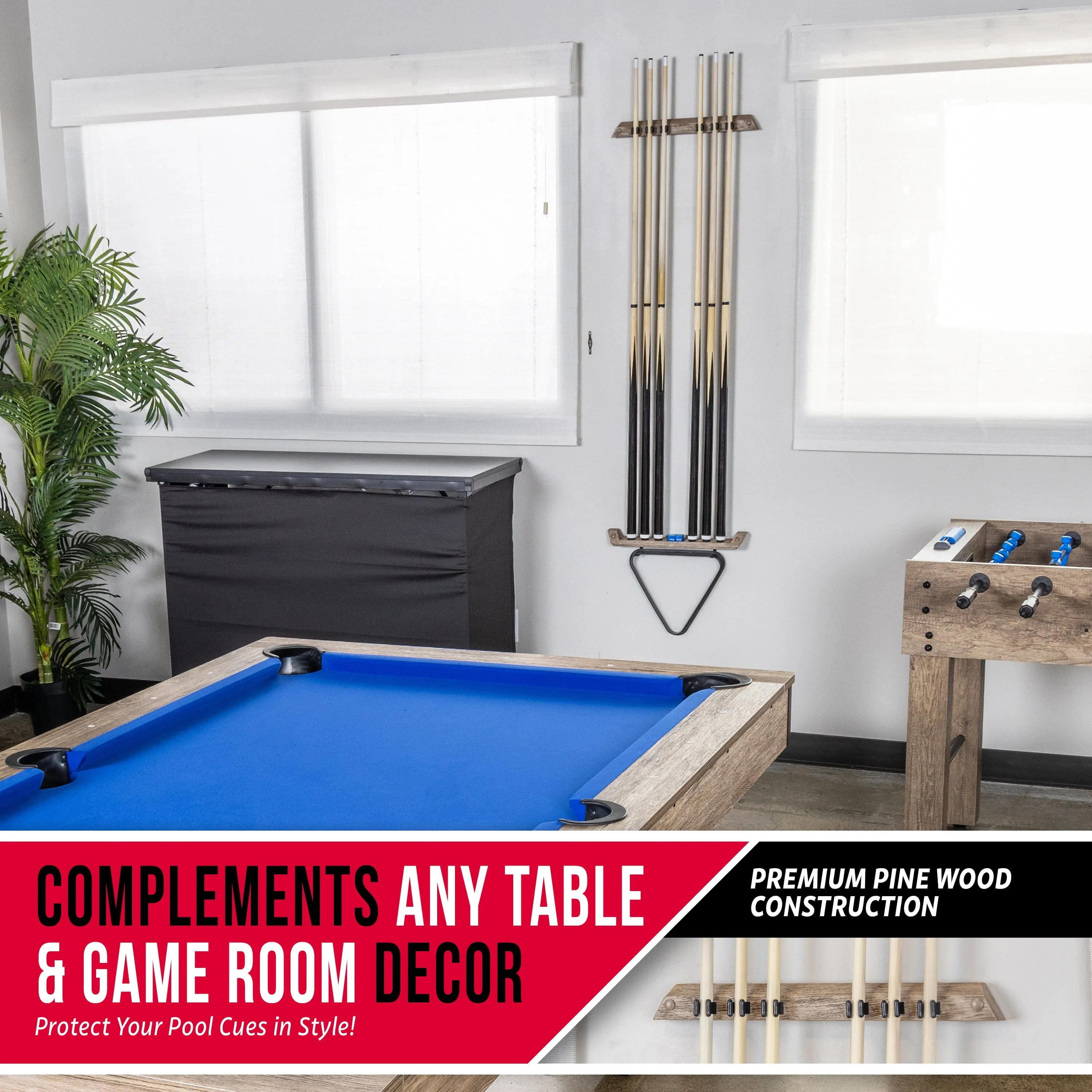 GoSports Wall Mounted Pool Cue Stick Holder - Oak