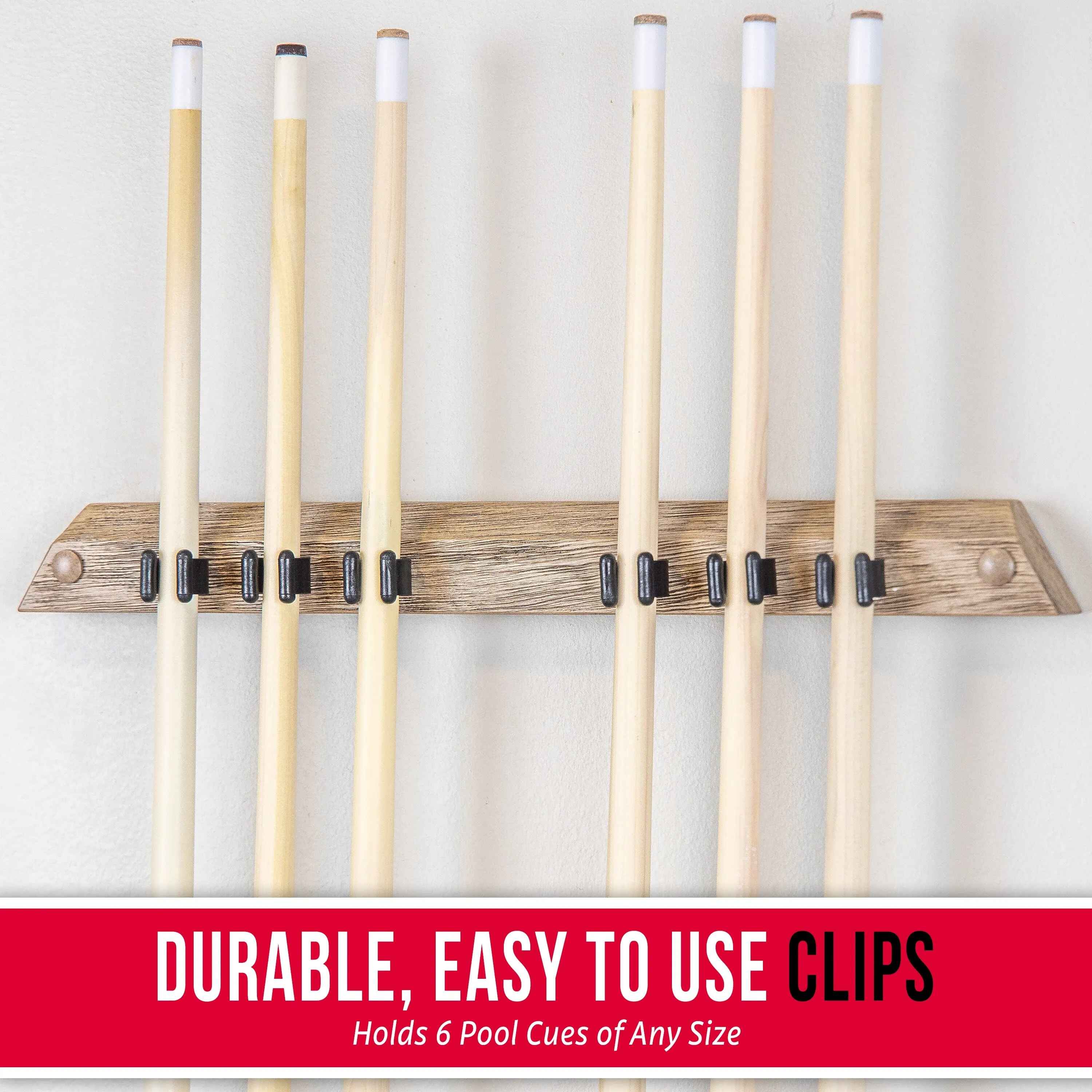 GoSports Wall Mounted Pool Cue Stick Holder - Oak