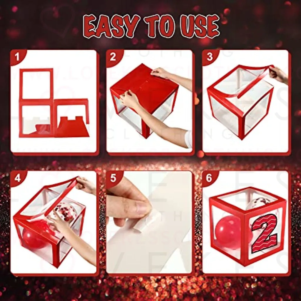Graduation Box Decorations with Balloon and LED Light Strings Congrats 2023 Grad Party Supplies Proud of You Balloon Boxes for Class of 2023 School College Party Decor, 44 Pieces (Red)