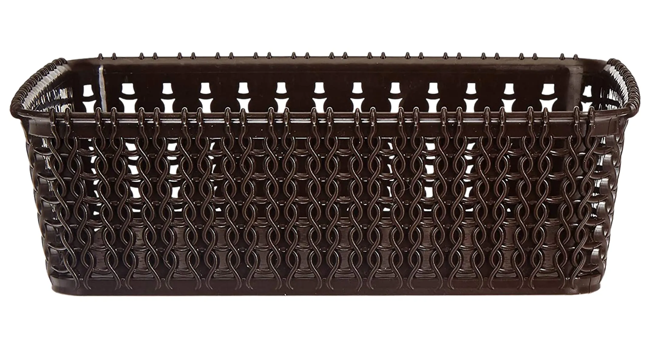 Kuber Industries Multiuses Small M 15 Plastic Tray/Basket/Organizer Without Lid- Pack of 2 (Brown) -46KM0111
