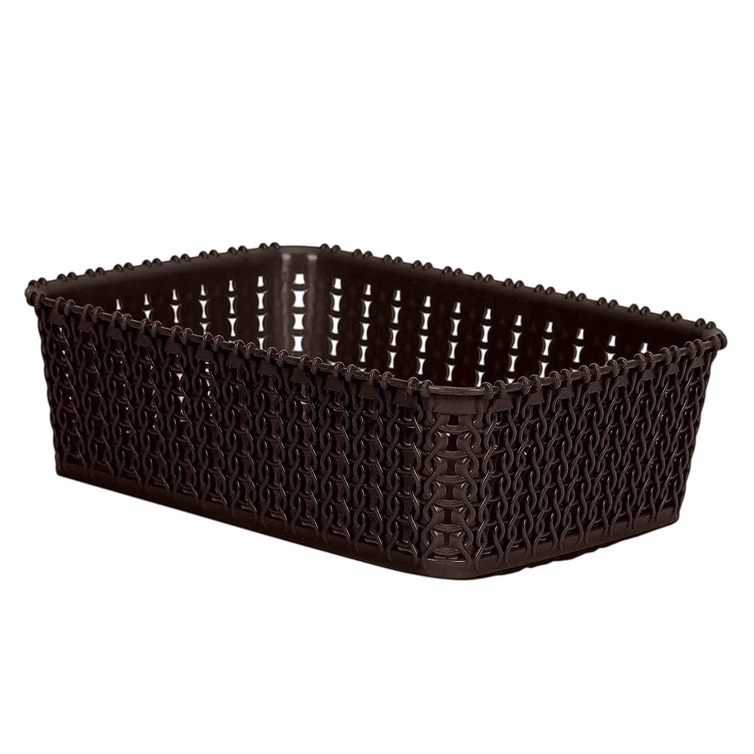 Kuber Industries Multiuses Small M 15 Plastic Tray/Basket/Organizer Without Lid- Pack of 2 (Brown) -46KM0111