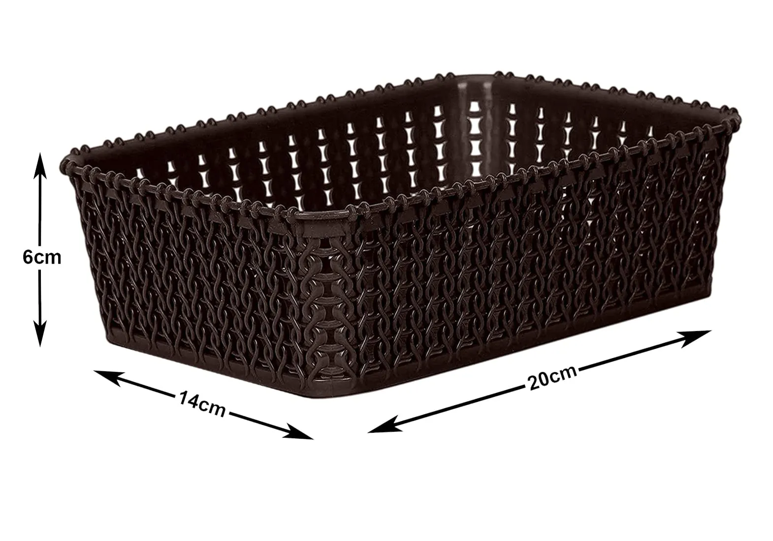 Kuber Industries Multiuses Small M 15 Plastic Tray/Basket/Organizer Without Lid- Pack of 2 (Brown) -46KM0111