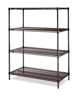 Metro 4ES142463NBL 14" x 24" x 63" Black Wire Shelving Unit with 4 Super Erecta&reg; Wire Shelves
