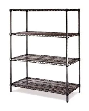 Metro 4ES142463NBL 14" x 24" x 63" Black Wire Shelving Unit with 4 Super Erecta&reg; Wire Shelves