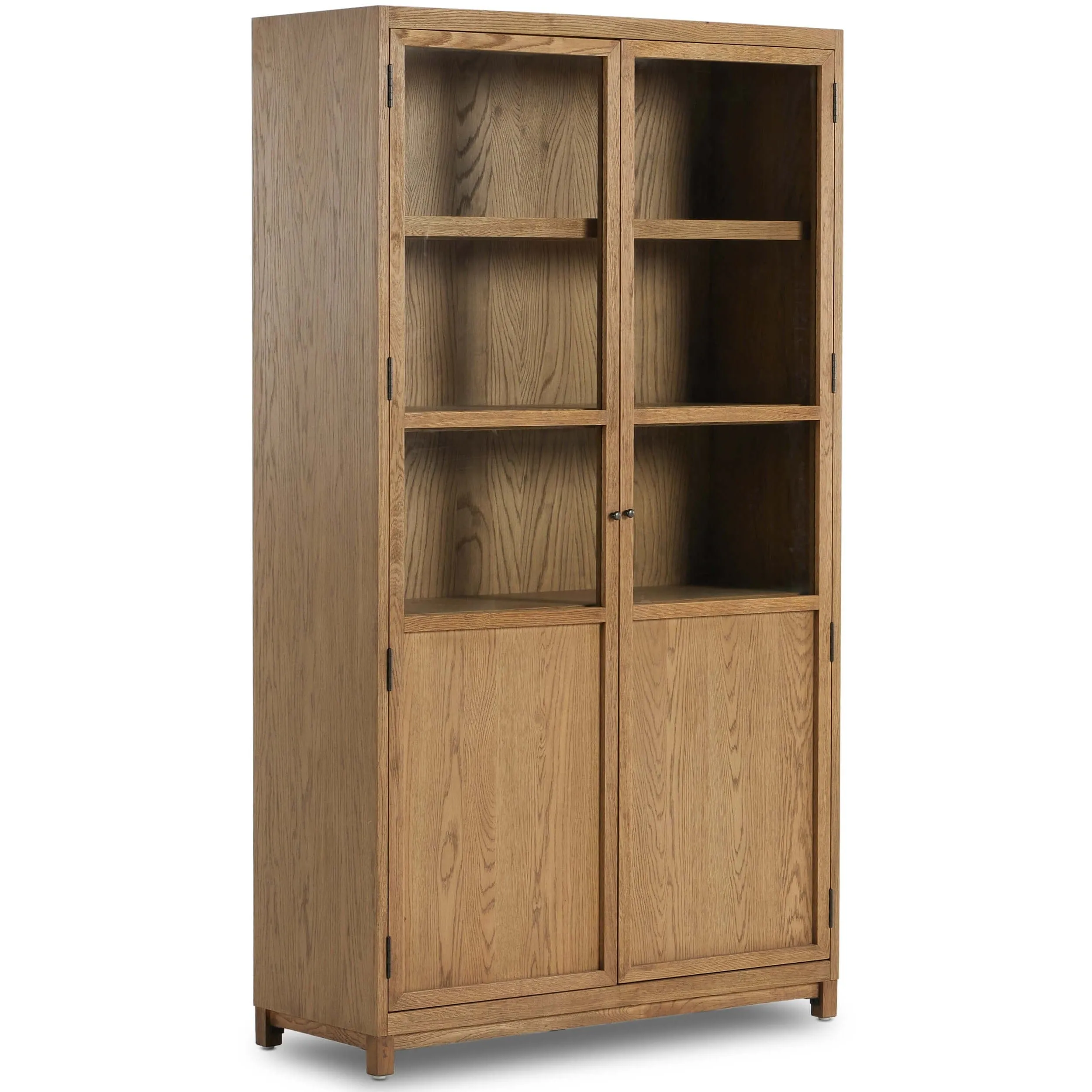 Millie Panel and Glass Door Cabinet, Drifted Oak