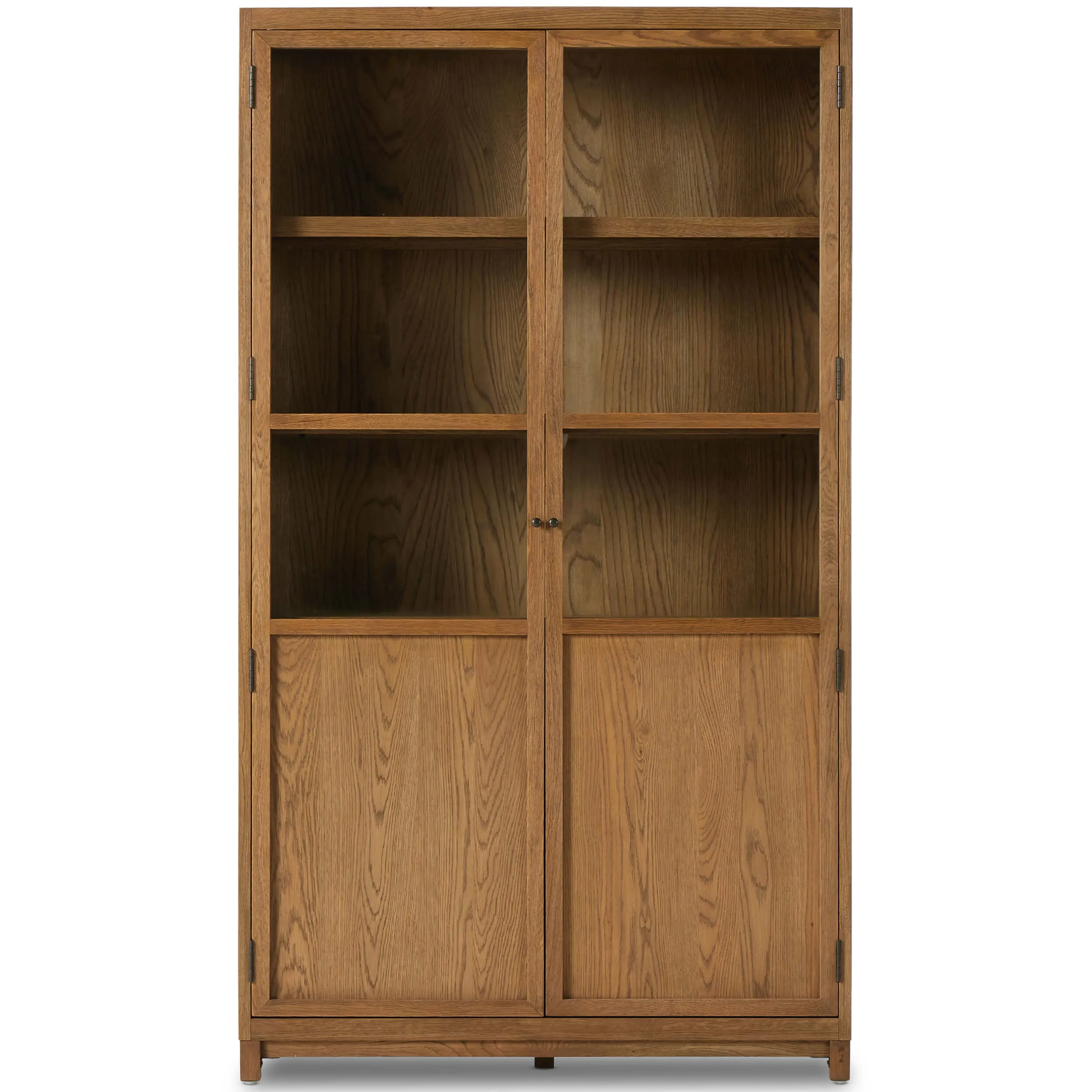 Millie Panel and Glass Door Cabinet, Drifted Oak