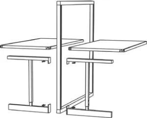 Production Basics 1541 C-Leg Series ESD-Safe Back-To-Back Add-On Station, 36"D x 48"W