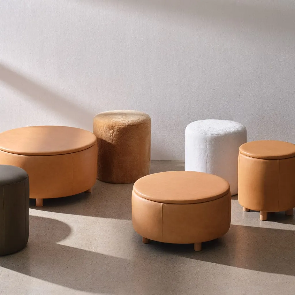 Torres Leather Storage Ottoman - Small