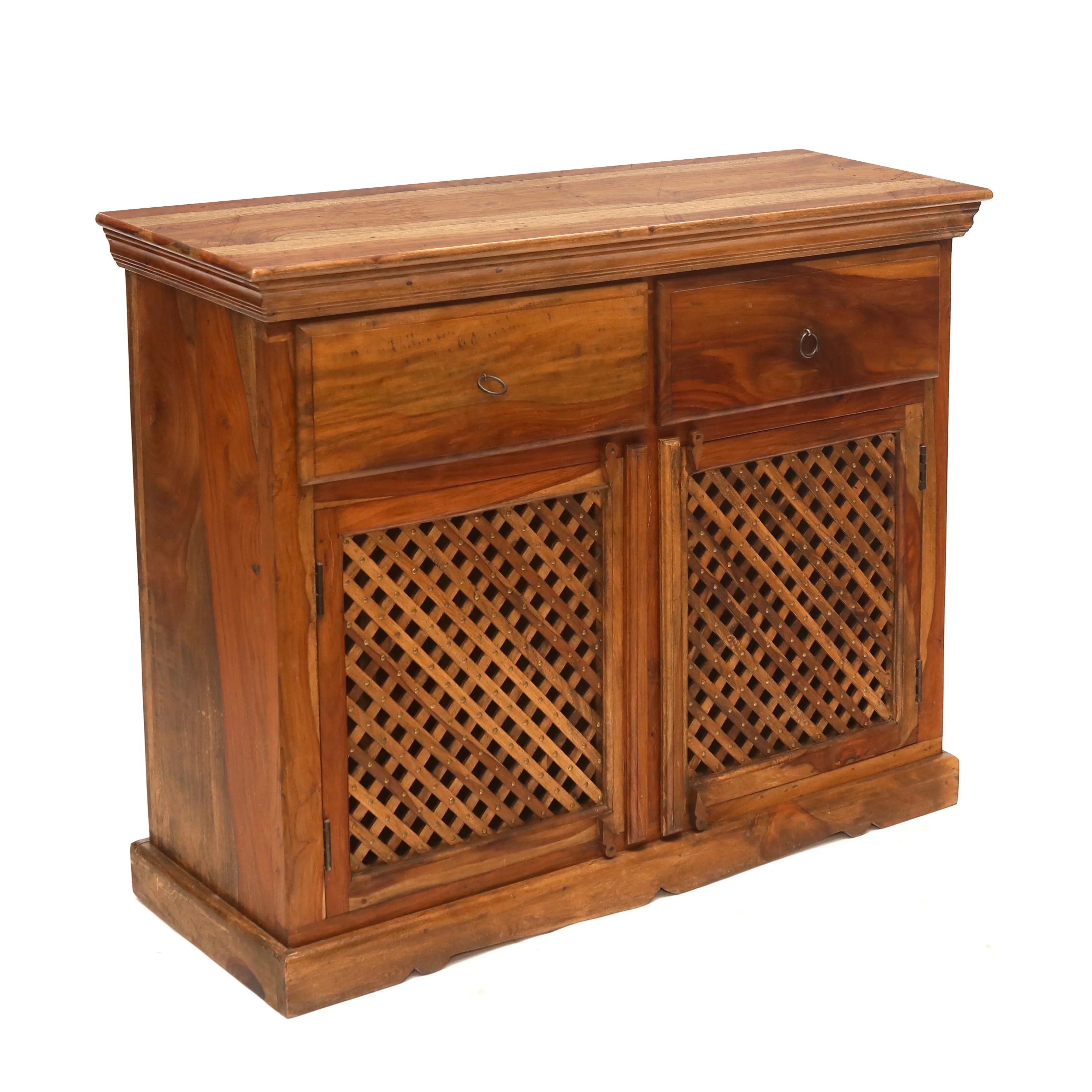 Wooden Jali 2-Door 2-Drawer Cabinet